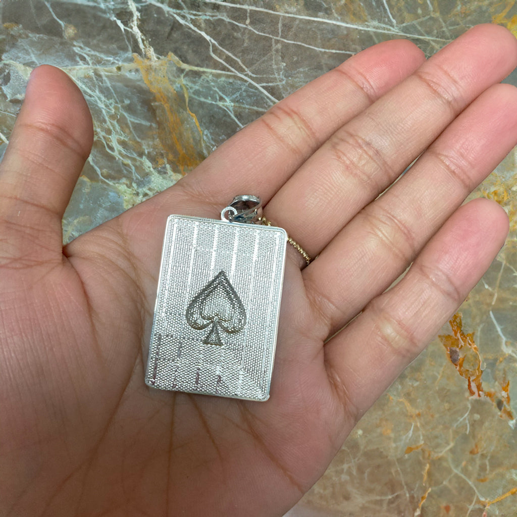 Sterling Silver Ace of Spades Poker Card Pendant
