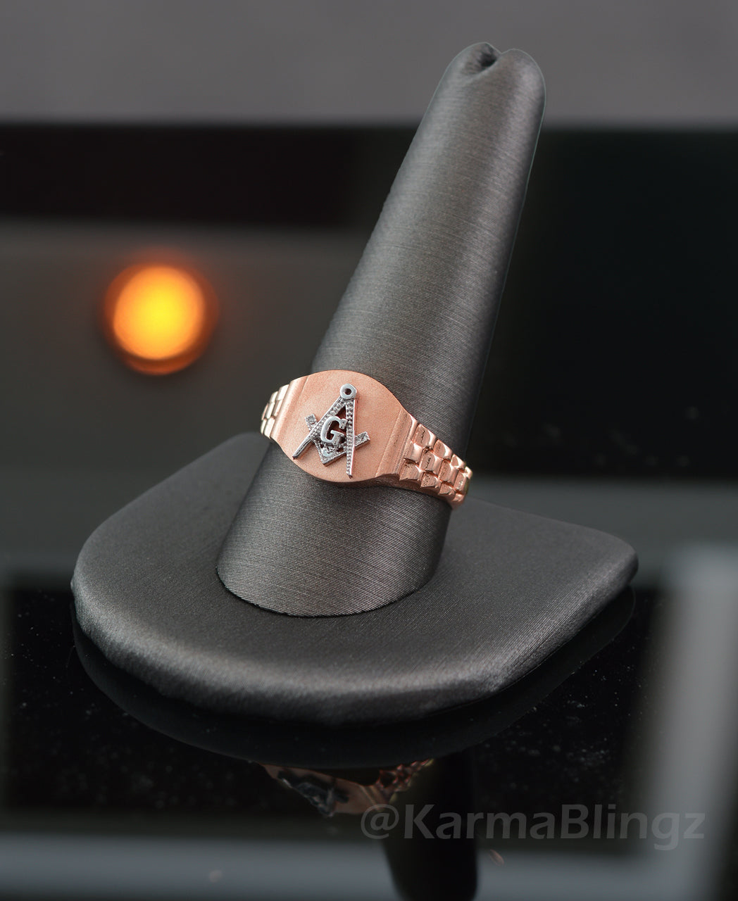 Men's Gold Masonic Watchband Ring | Freemason Symbol | 10K & 14K Gold