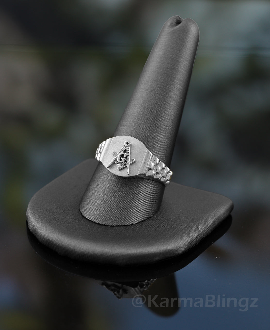 Men's Gold Masonic Watchband Ring | Freemason Symbol | 10K & 14K Gold