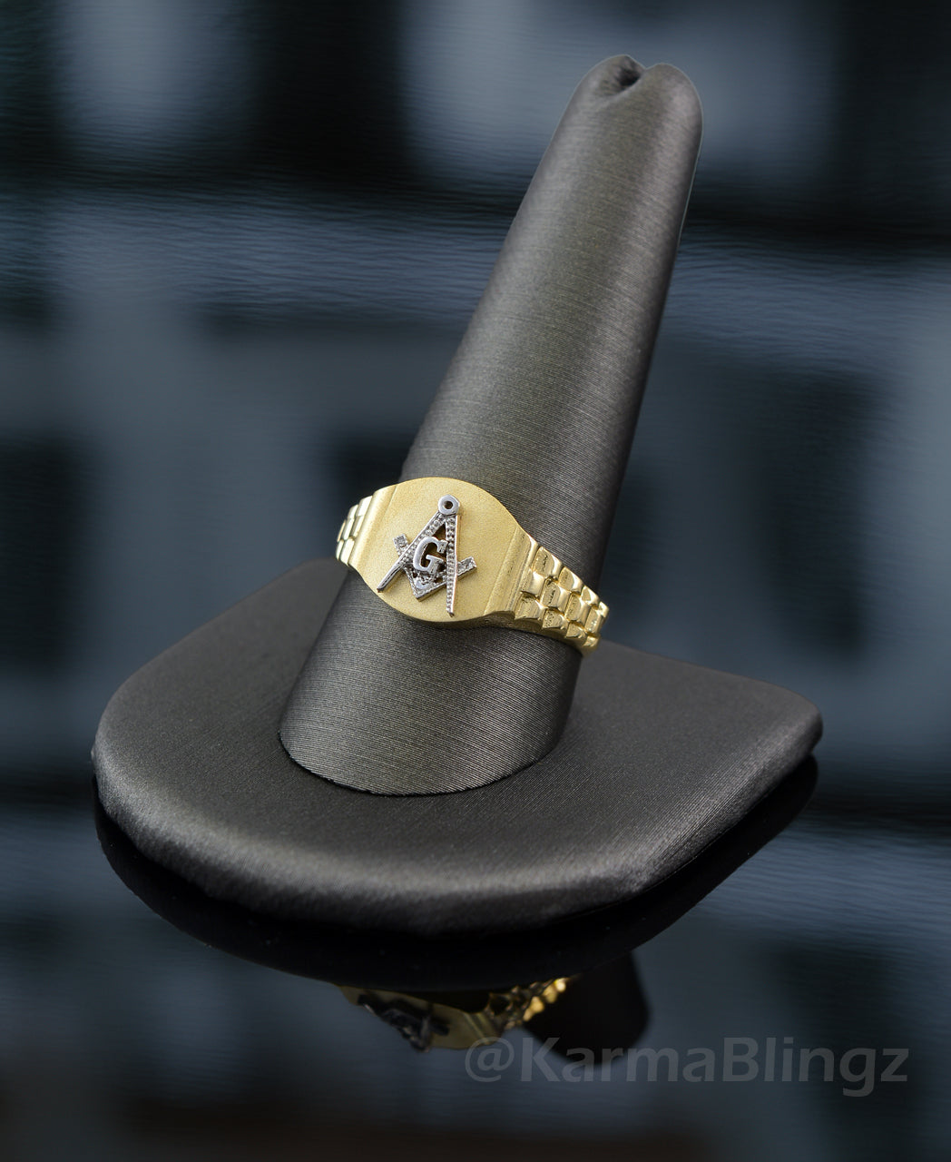 Men's Gold Masonic Watchband Ring | Freemason Symbol | 10K & 14K Gold