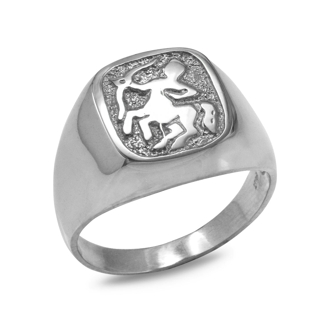 Sterling Silver Men's Zodiac Signet Ring 12 Astrology Signs Square