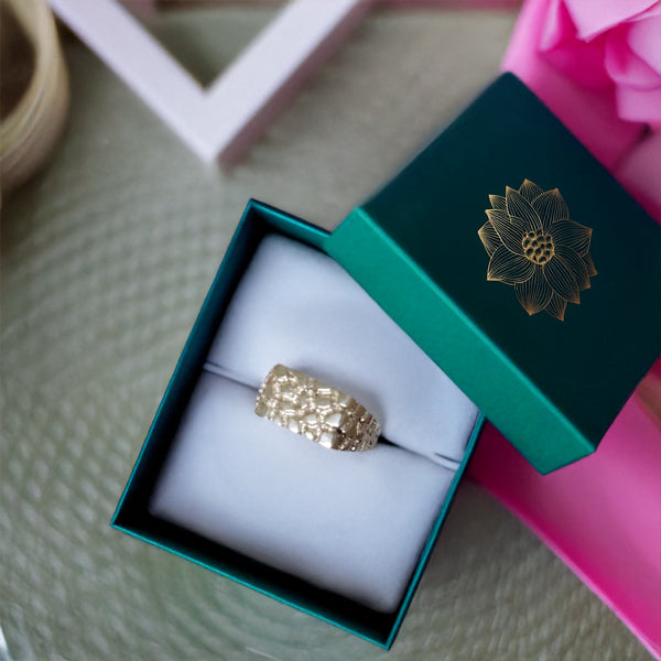 Men's Yellow Gold Rectangular Nugget Ring
