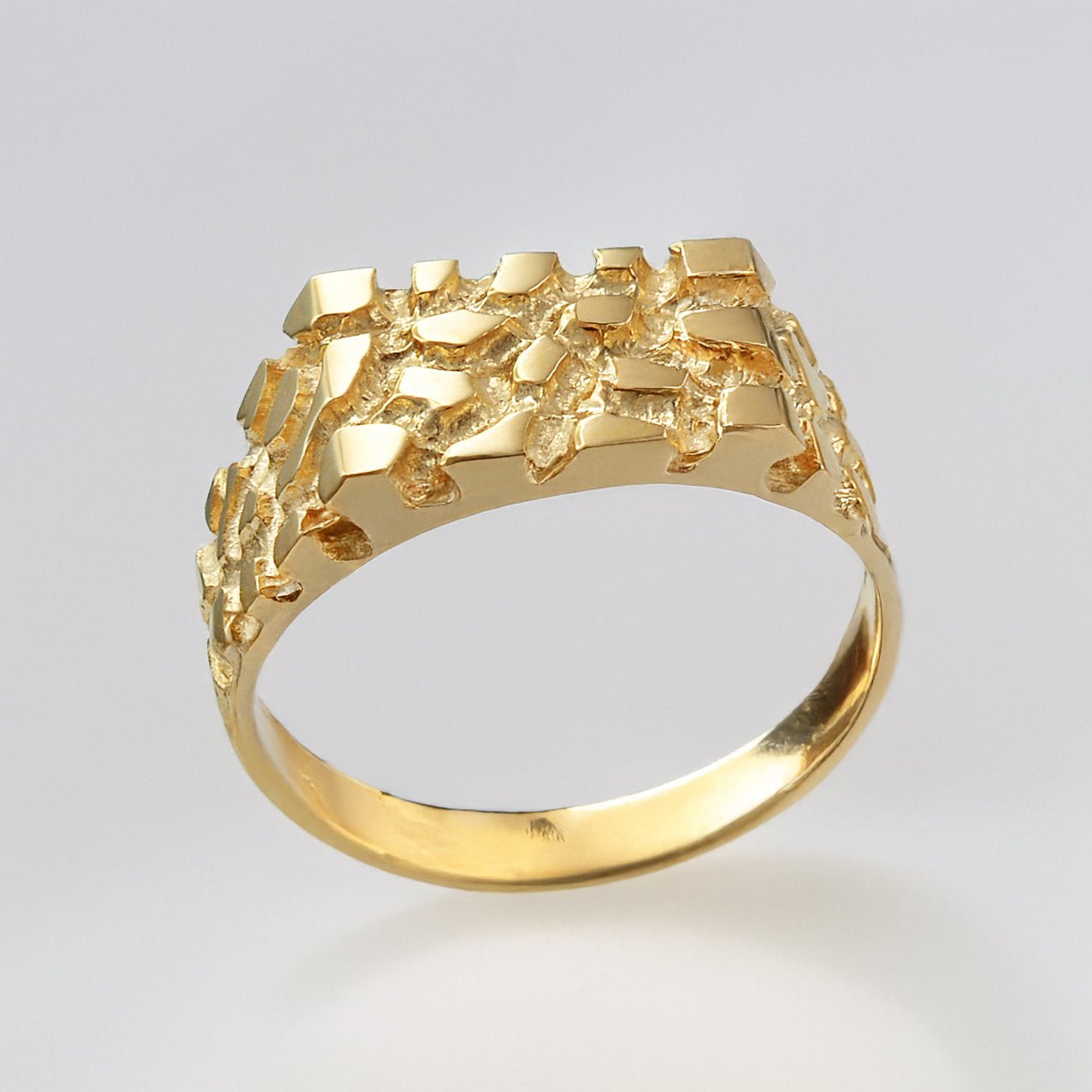 Men's Yellow Gold Rectangular Nugget Ring