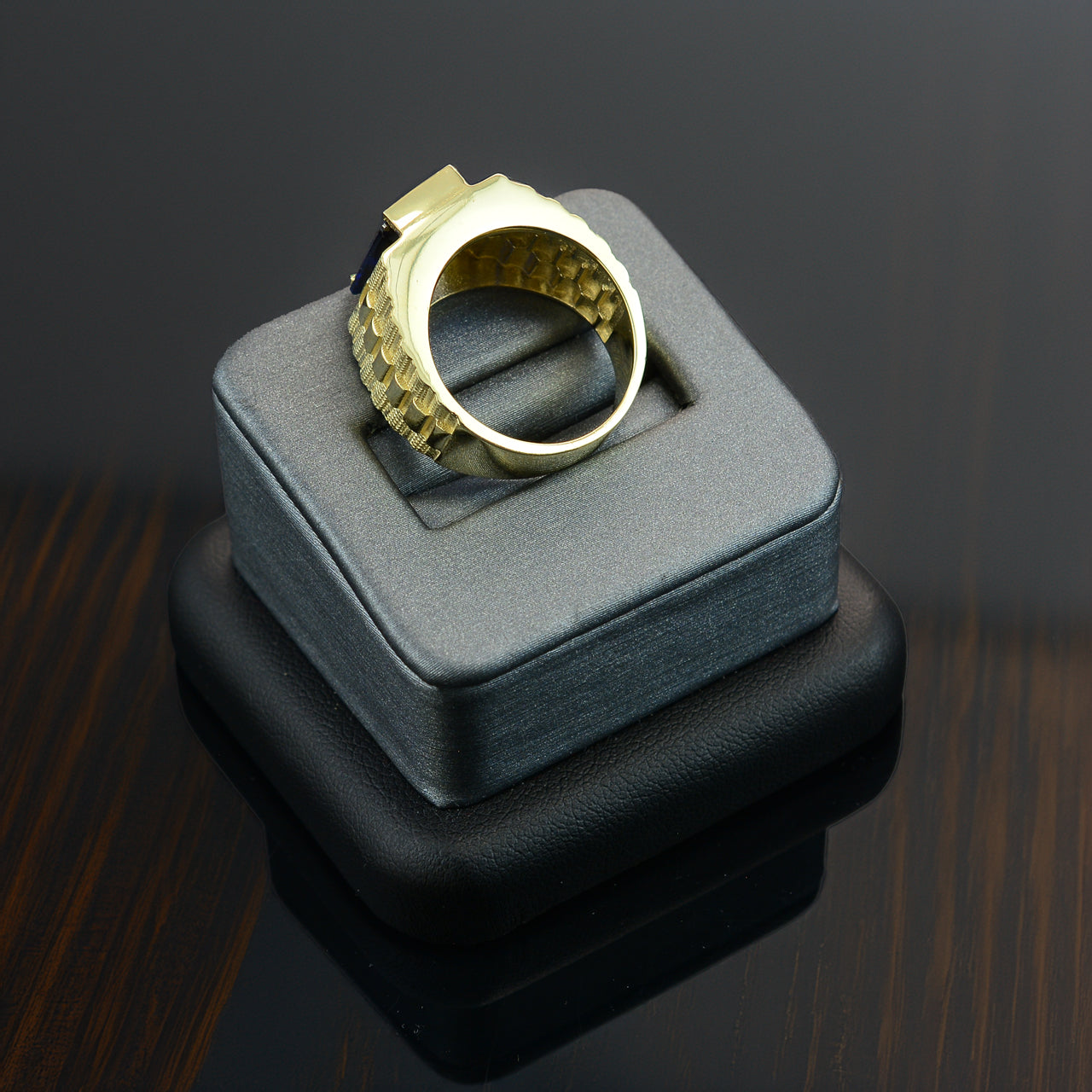 10K Yellow Gold Men's Square CZ Birthstone Ring