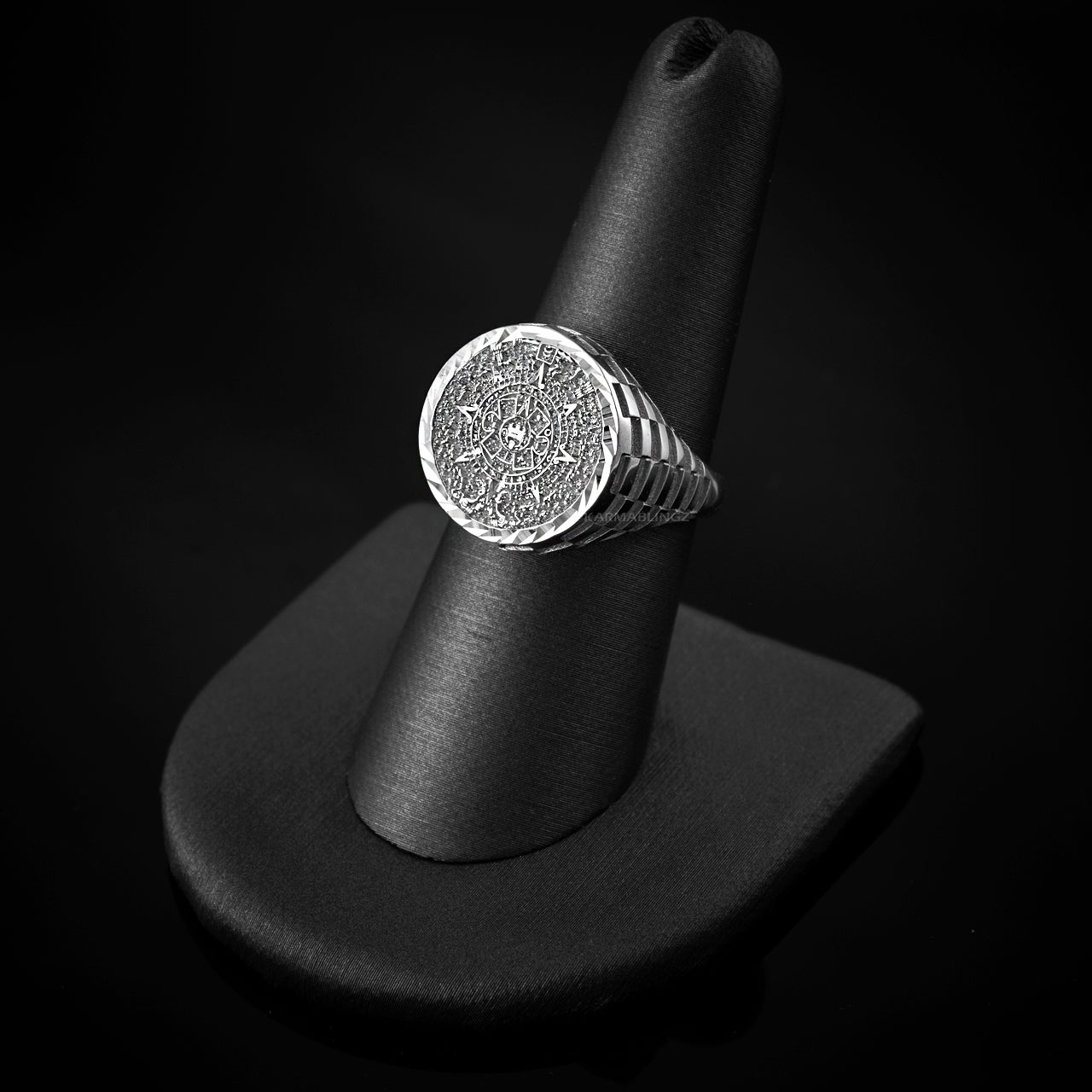 Gold Aztec Mayan Sun Calendar DC Unisex Signet Ring