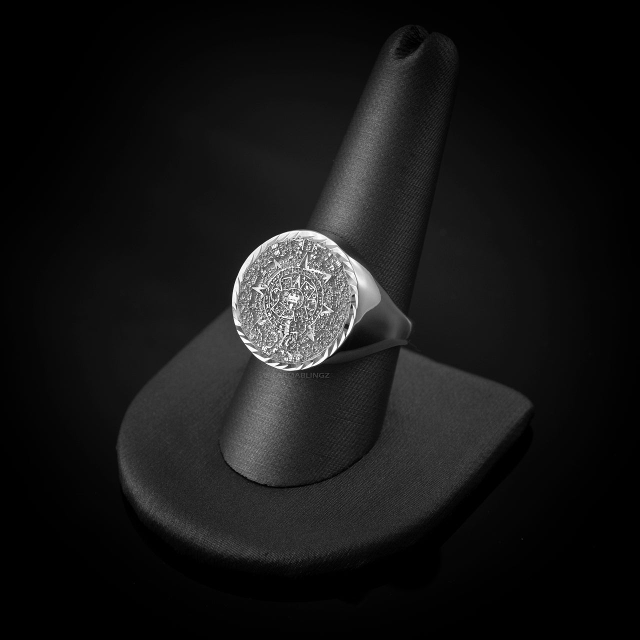Gold Aztec Mayan Sun Calendar Men's DC Statement Ring
