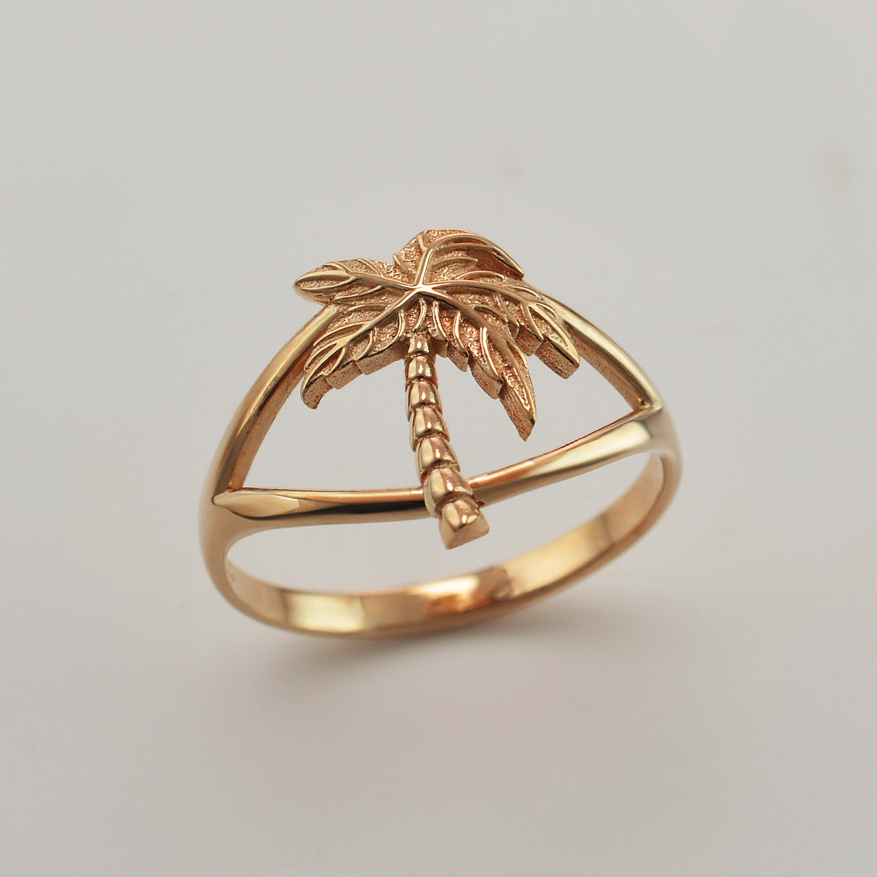 Gold Single Palm Tree Ring for Women | Yellow, White, Rose Gold, 10K & 14K