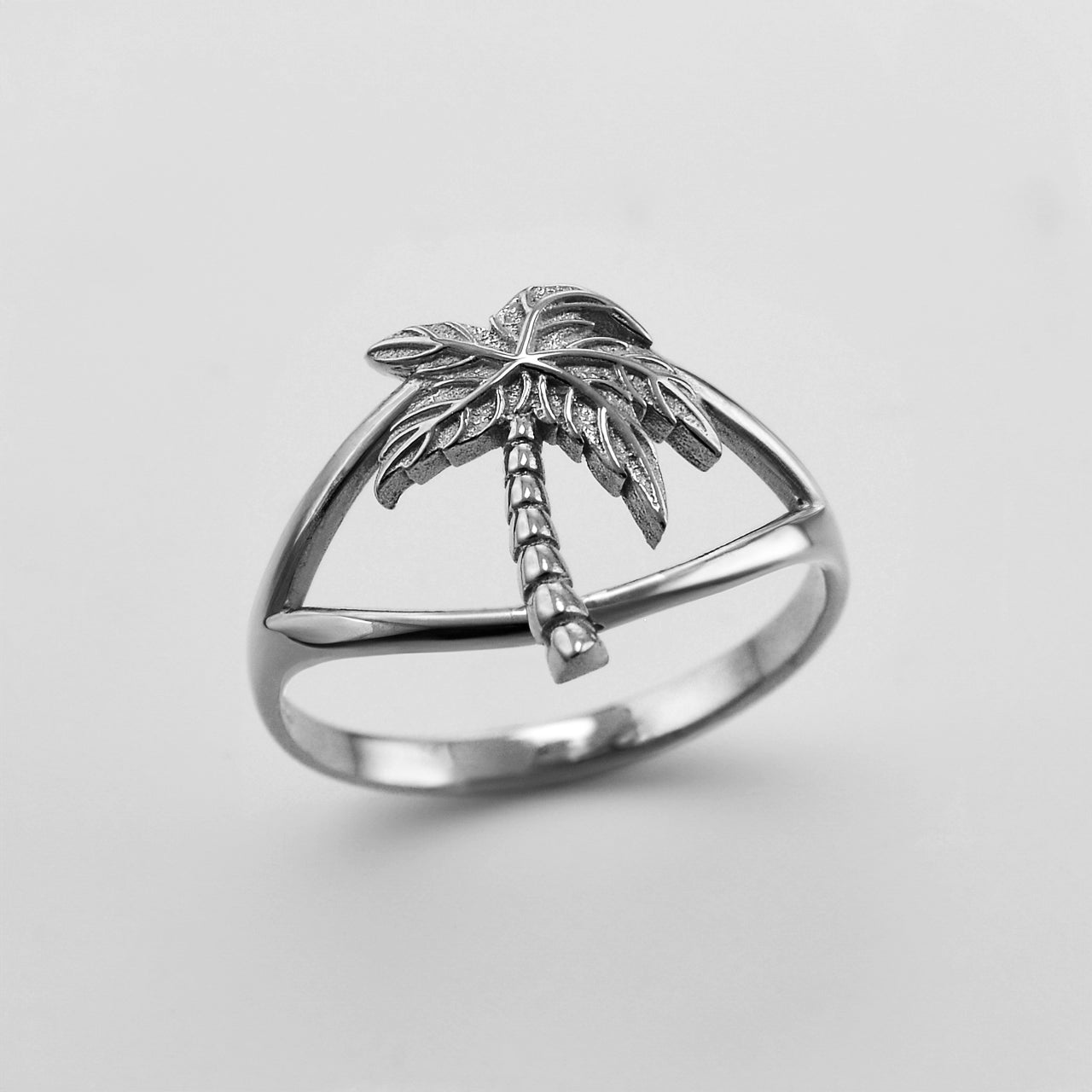 Gold Single Palm Tree Ring for Women | Yellow, White, Rose Gold, 10K & 14K