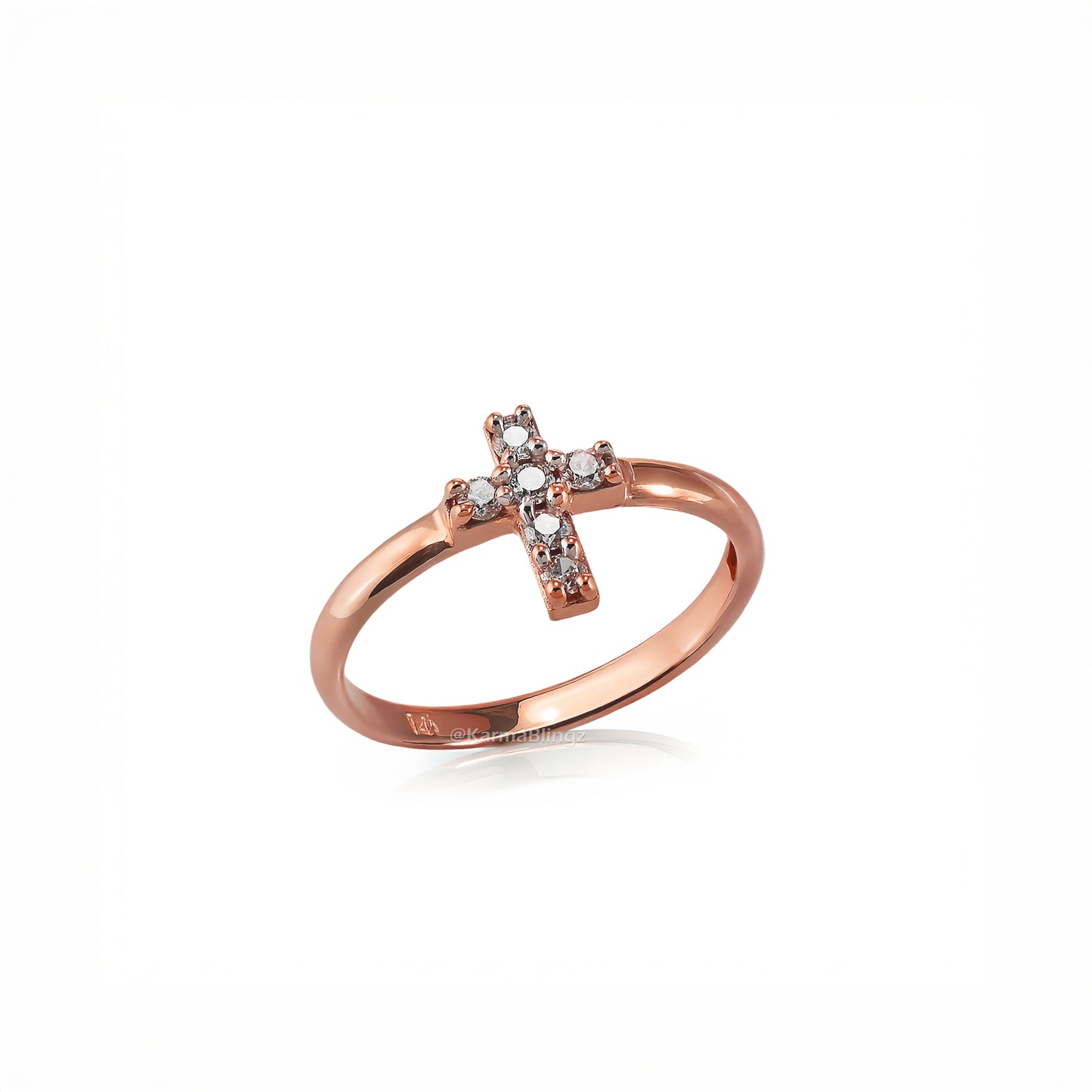 Elegant Minimalist Diamond Cross Gold Ring for Women – 14K Yellow, White, or Rose Gold