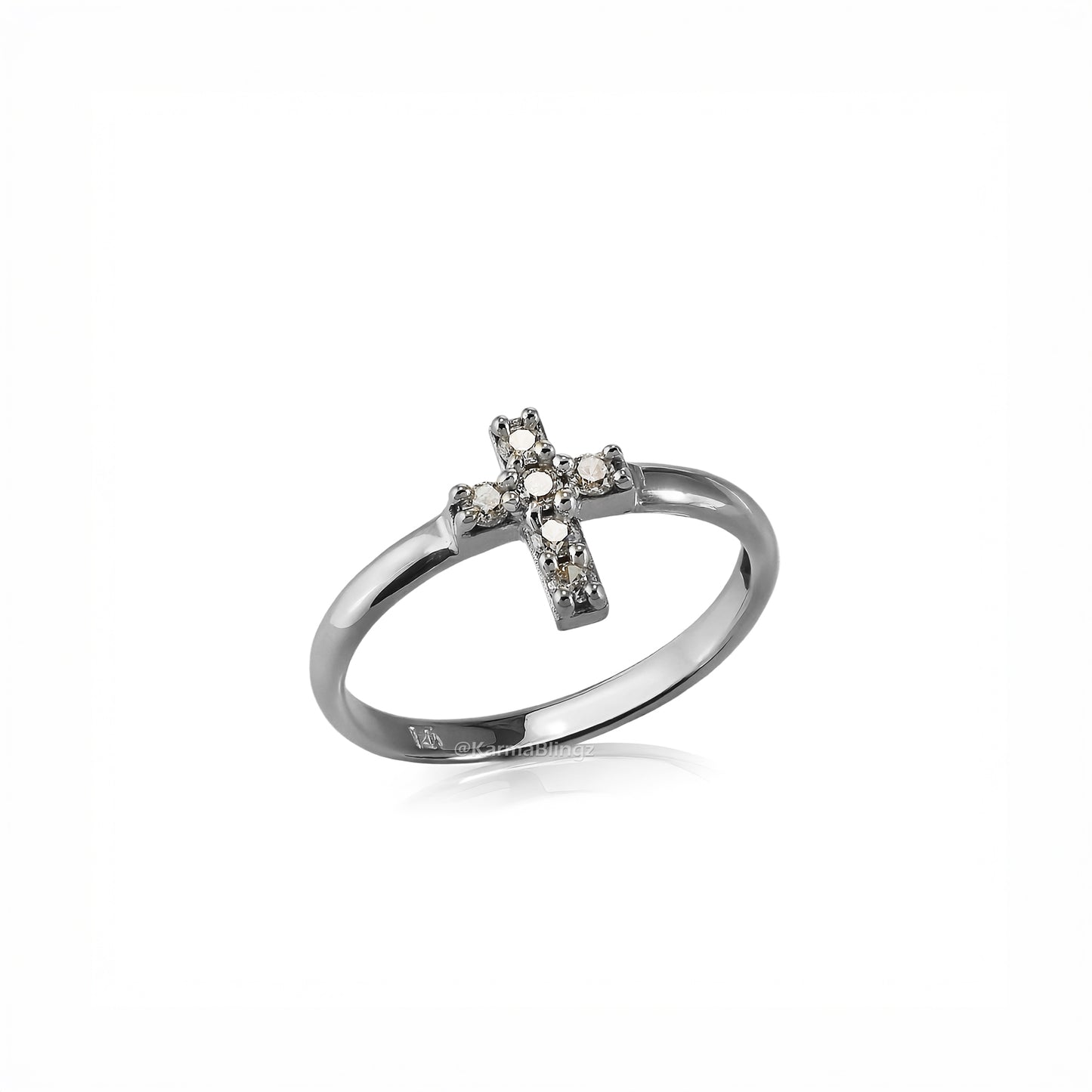 Elegant Minimalist Diamond Cross Gold Ring for Women – 14K Yellow, White, or Rose Gold