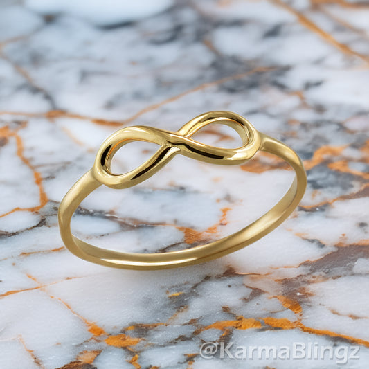 Elegant Gold Infinity Ring for Women Minimalist Chic Look in 10K or 14K Gold