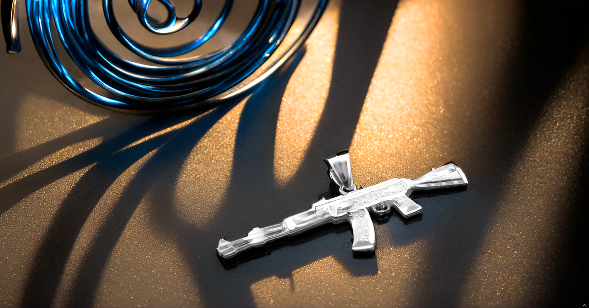 Solid Gold AK-47 Rifle Gun DC Pendant (yellow, white, rose gold, 10k, 14k)