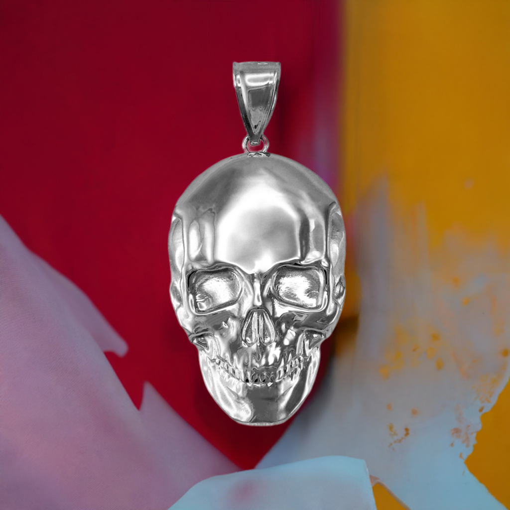 Polished Gold Skull Head Pendant (yellow, white, rose gold, 10K, 14K)