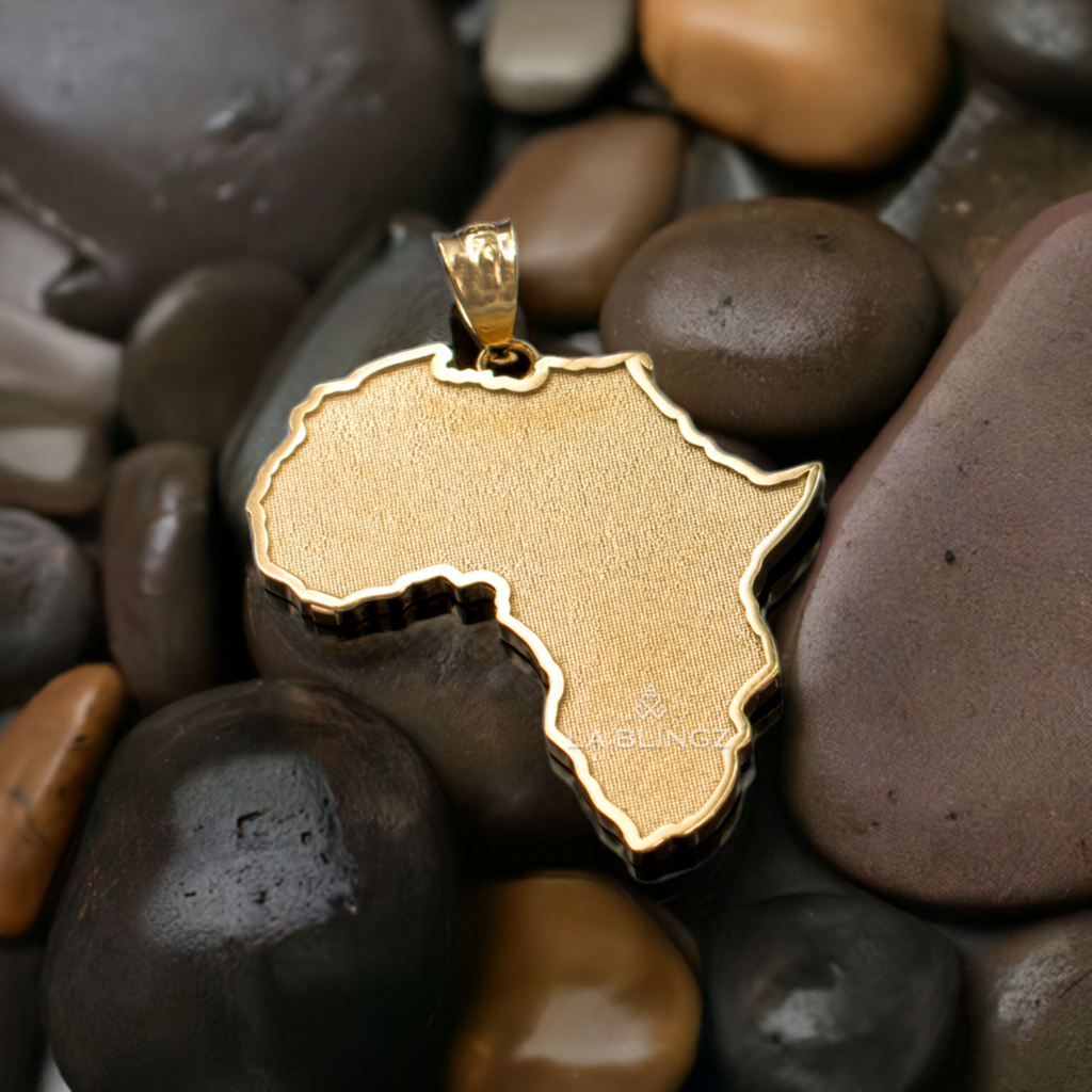 Gold Africa Map Pendant Necklace (10K, 14K, yellow, white, rose gold)
