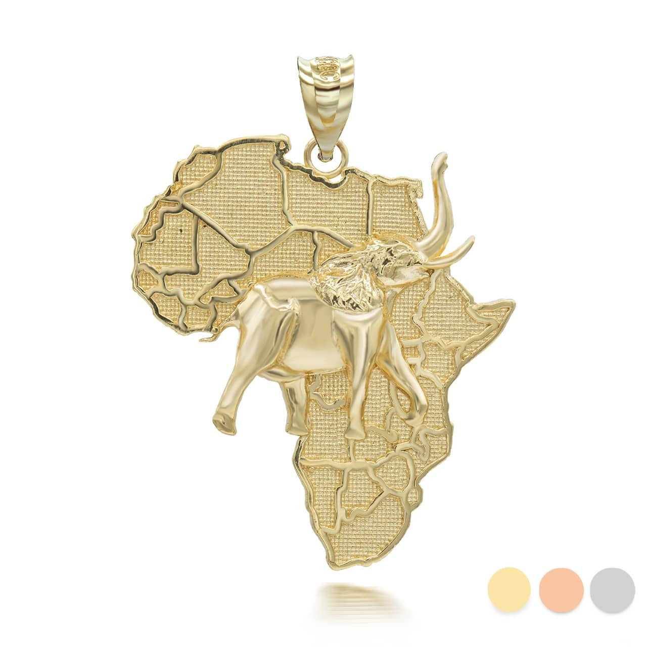 Gold Africa Map Elephant Pendant Necklace Karma Blingz