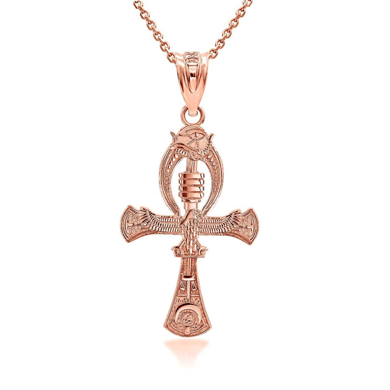 Gold Egyptian Symbols Ankh, Pilar Djed, Eye Of Ra Charm Necklace Karma Blingz