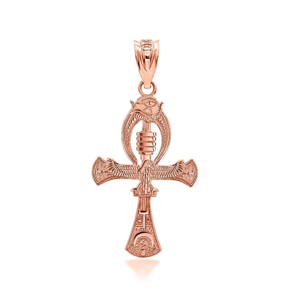 Gold Egyptian Symbols Ankh, Pilar Djed, Eye Of Ra Charm Necklace Karma Blingz