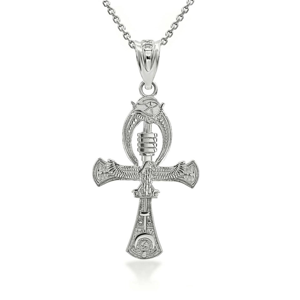 Gold Egyptian Symbols Ankh, Pilar Djed, Eye Of Ra Charm Necklace Karma Blingz
