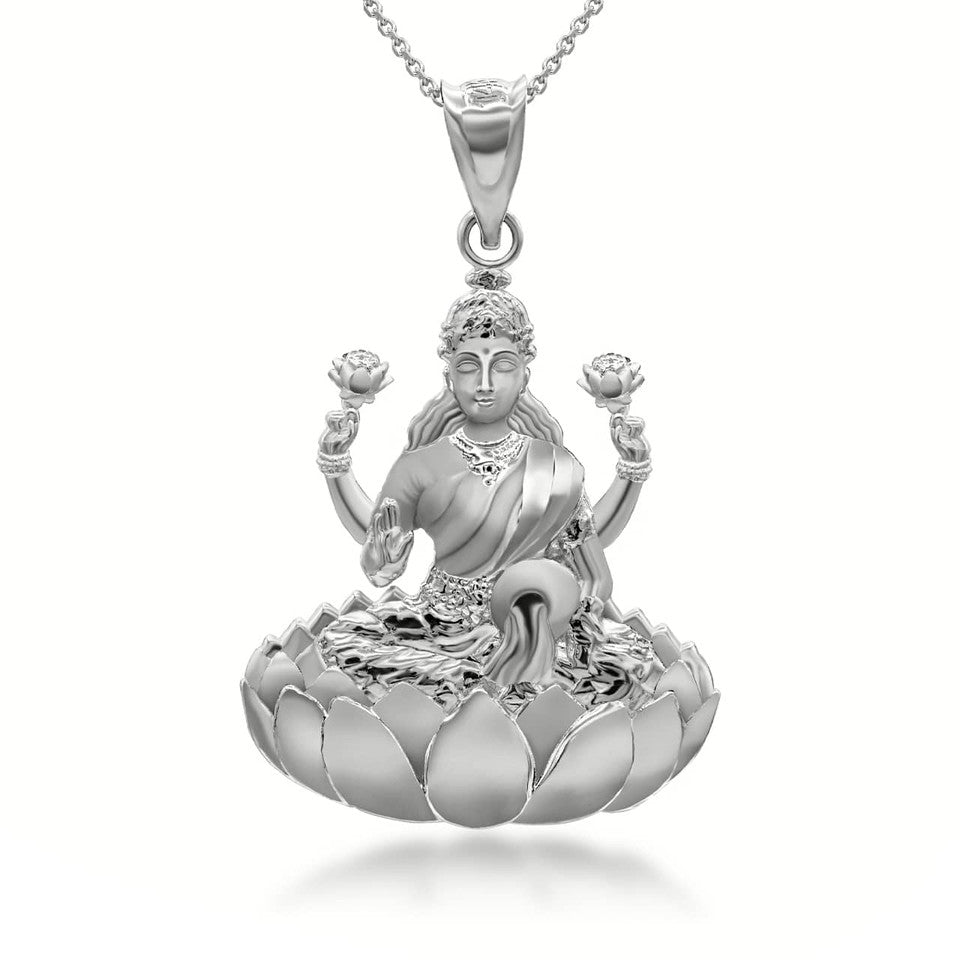 Gold Hindu Goddess Lakshmi (Luxmi) Pendant Necklace Karma Blingz