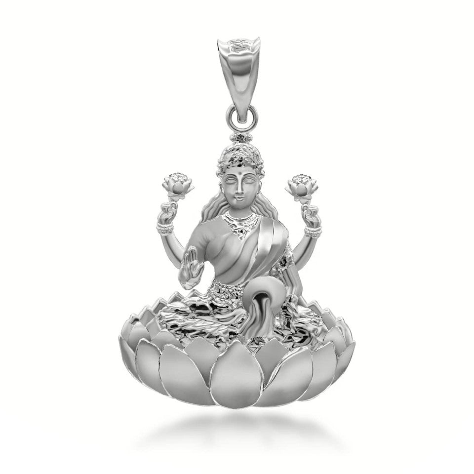 Gold Hindu Goddess Lakshmi (Luxmi) Pendant Necklace Karma Blingz