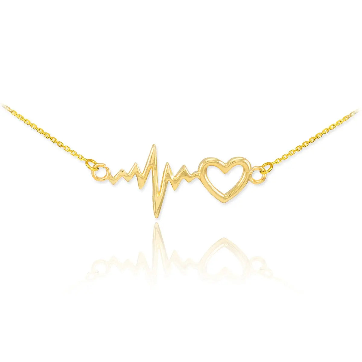 14K Yellow Gold Heartbeat Necklace Karma Blingz