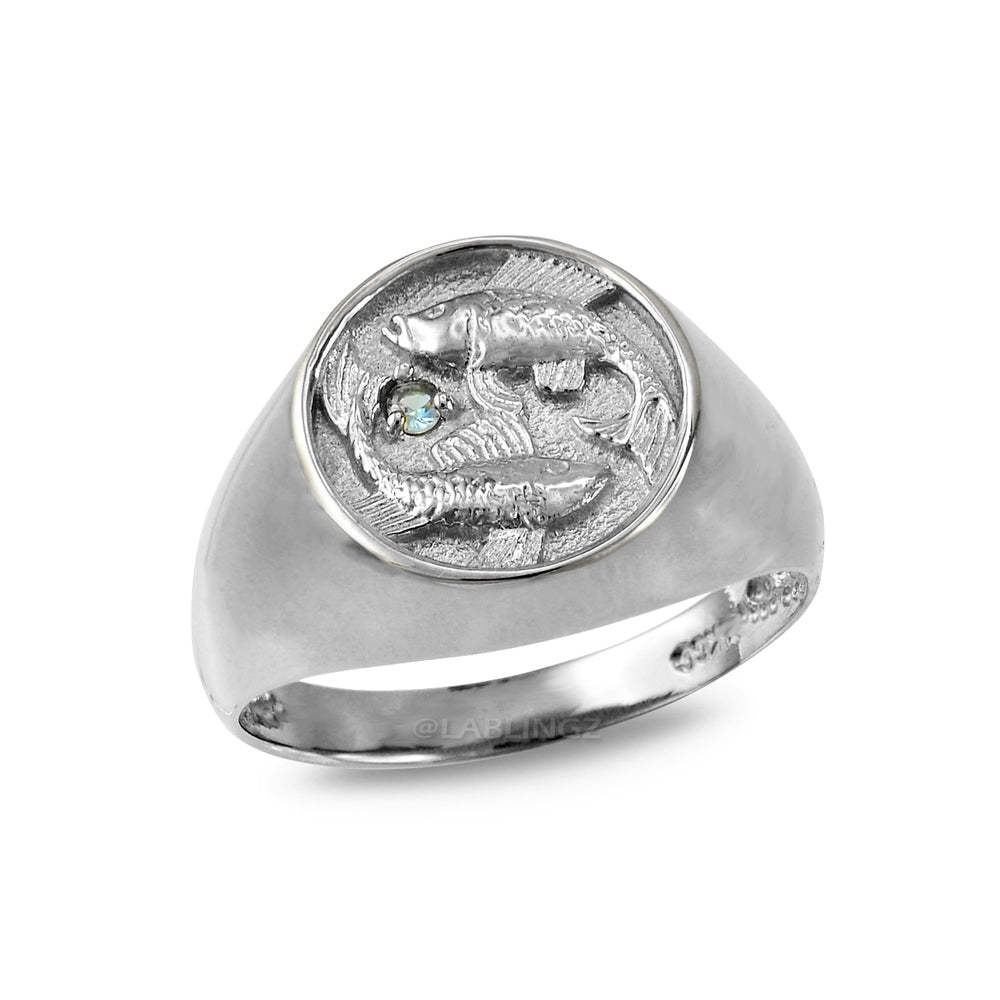 White Gold Genuine Birthstone Zodiac Ring Karma Blingz