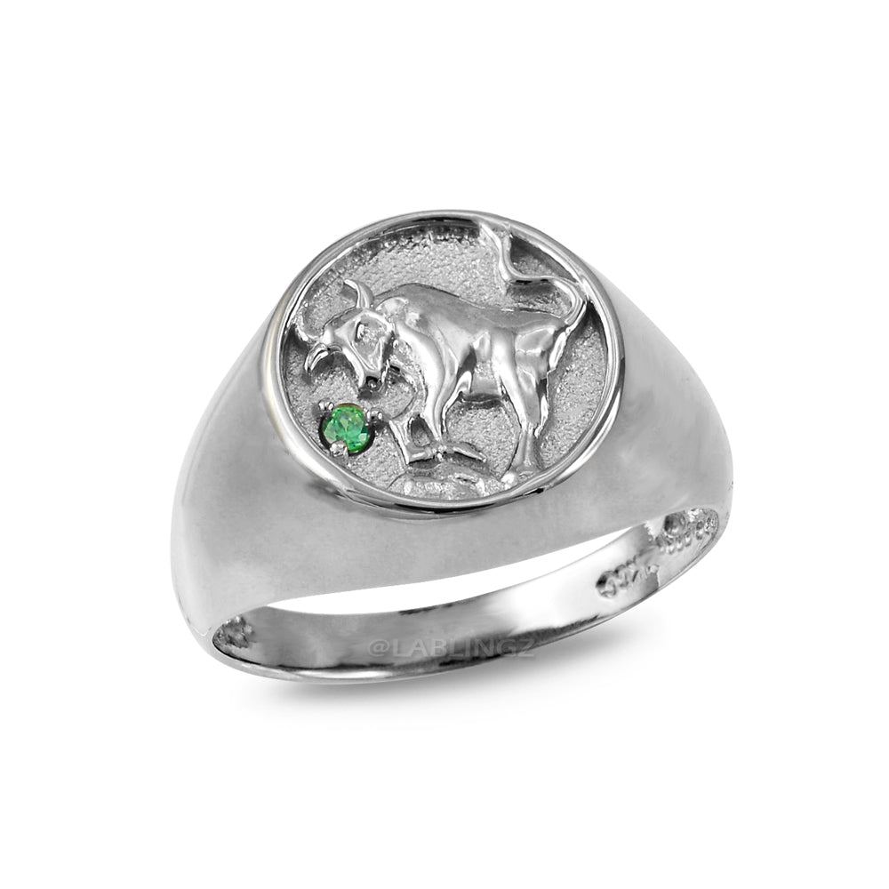 White Gold Genuine Birthstone Zodiac Ring Karma Blingz
