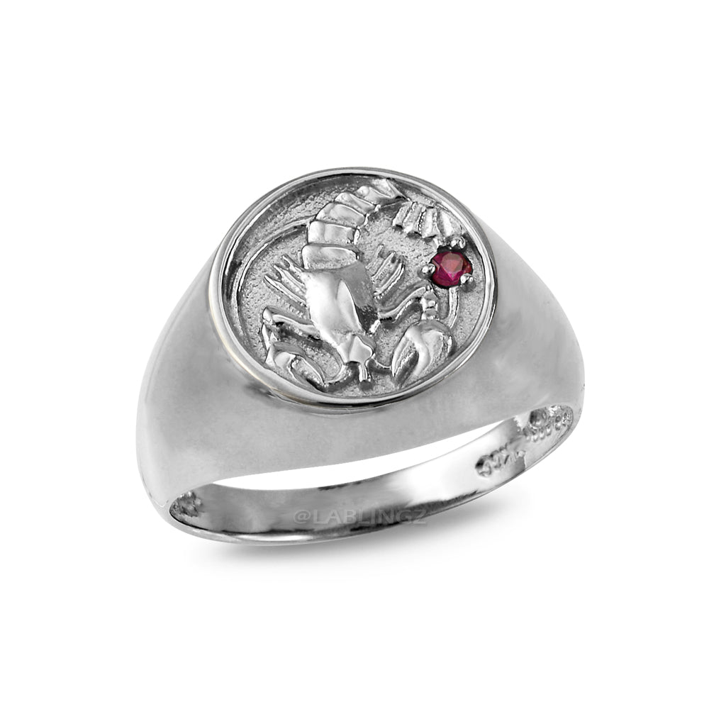 White Gold Genuine Birthstone Zodiac Ring Karma Blingz