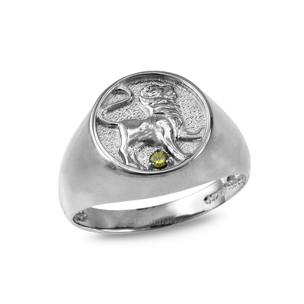 White Gold Genuine Birthstone Zodiac Ring Karma Blingz