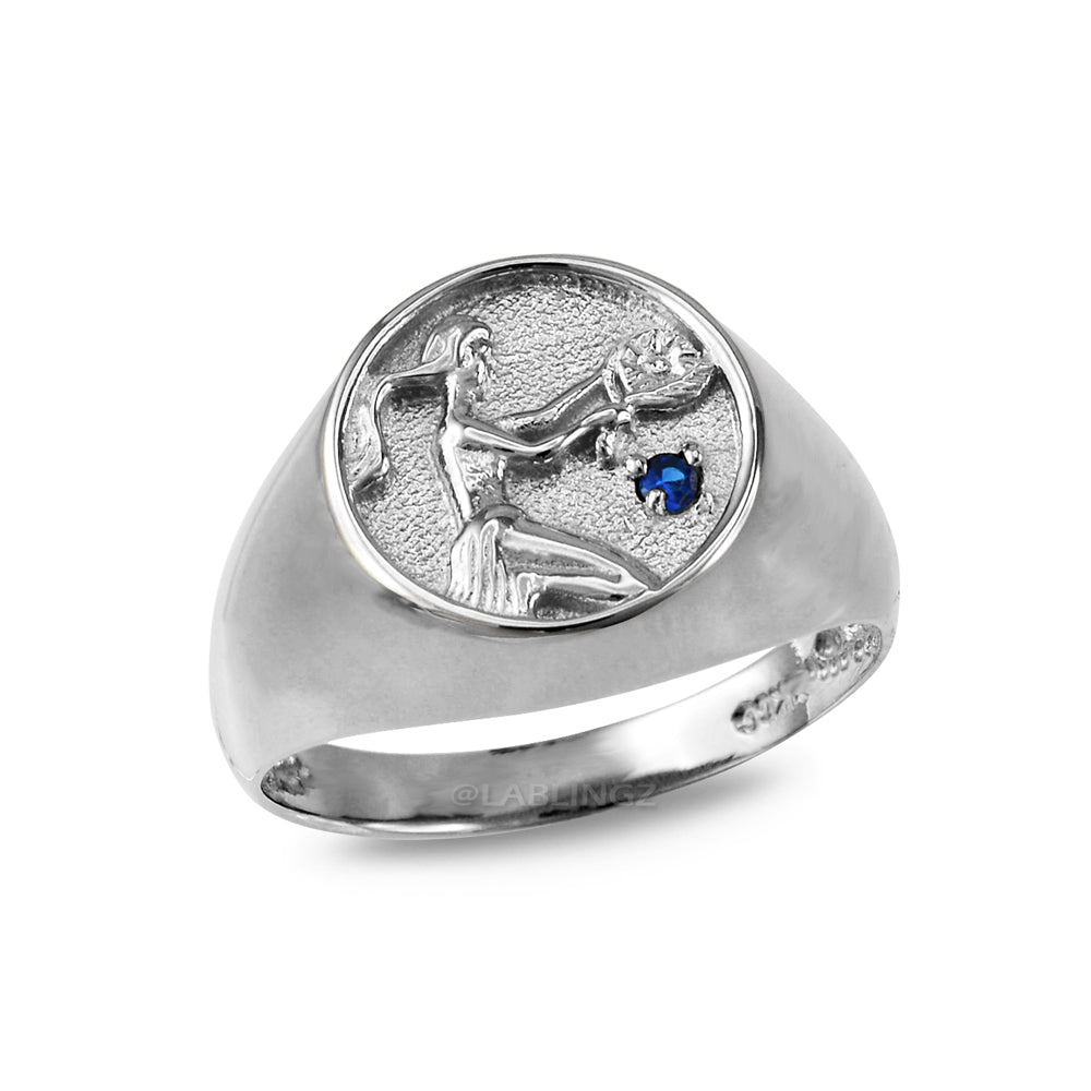 White Gold Genuine Birthstone Zodiac Ring Karma Blingz