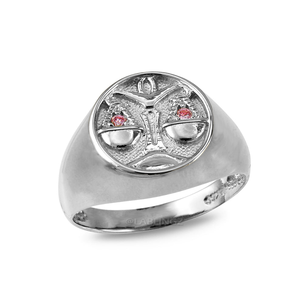 White Gold Genuine Birthstone Zodiac Ring Karma Blingz