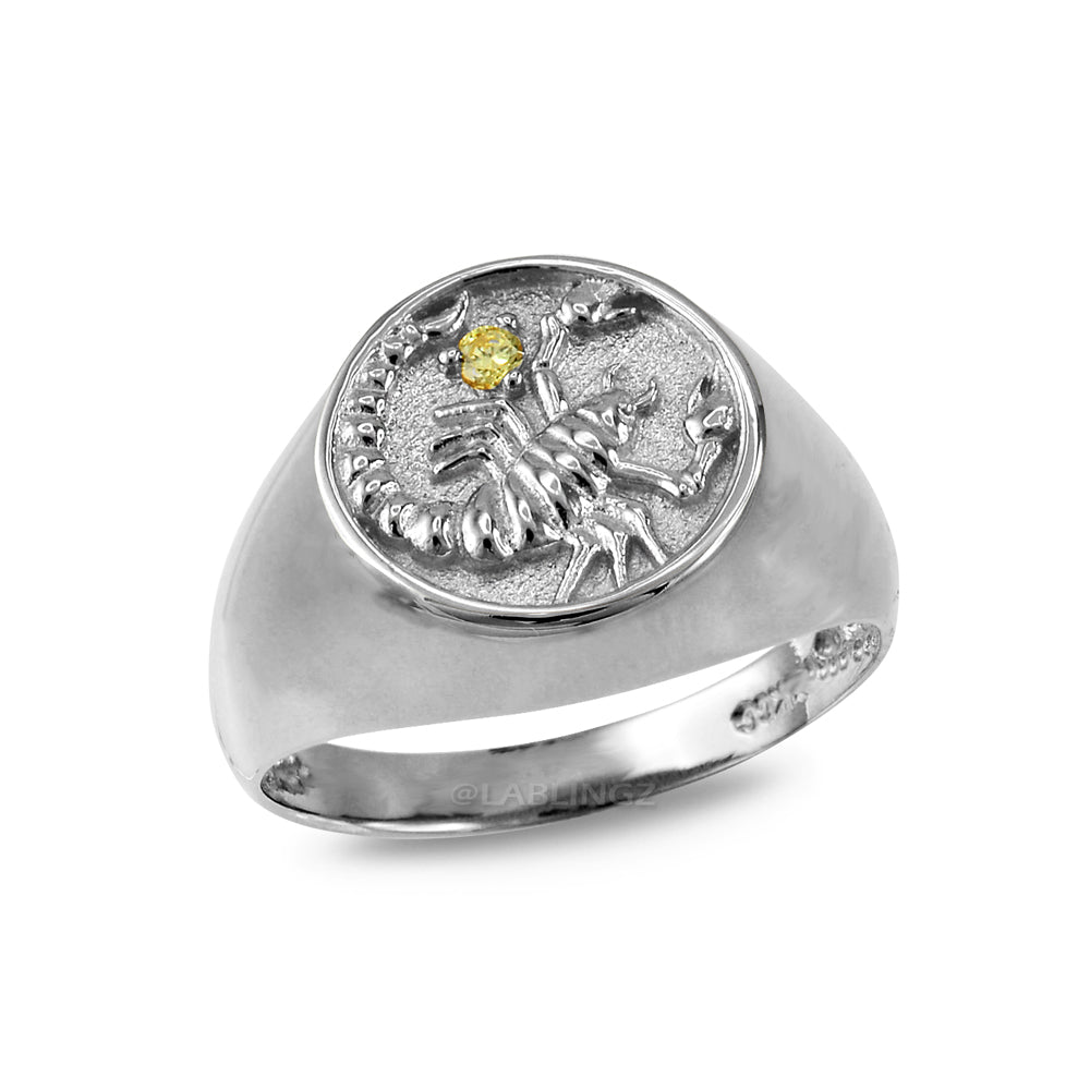 White Gold Genuine Birthstone Zodiac Ring Karma Blingz