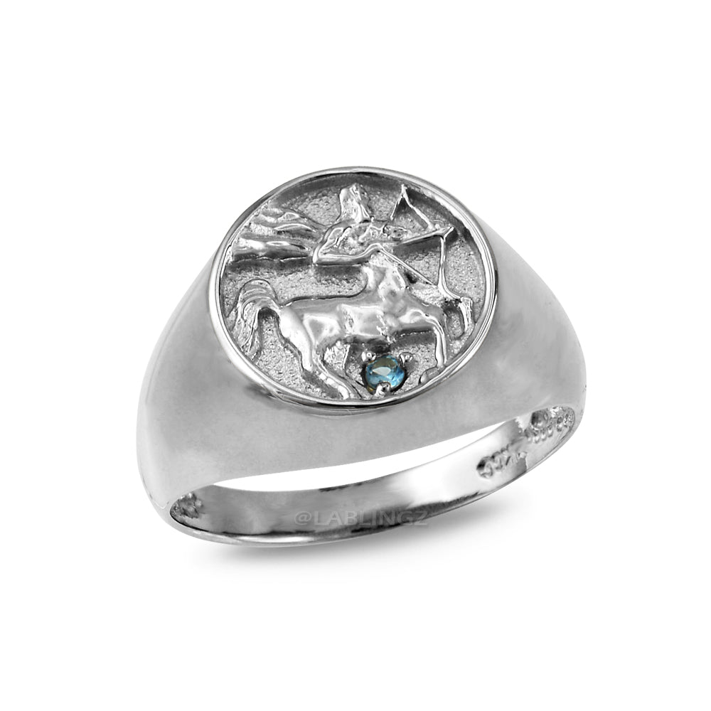 White Gold Genuine Birthstone Zodiac Ring Karma Blingz