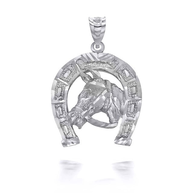 Gold Large Horseshoe Lucky Horse Head DC Pendant Necklace Karma Blingz