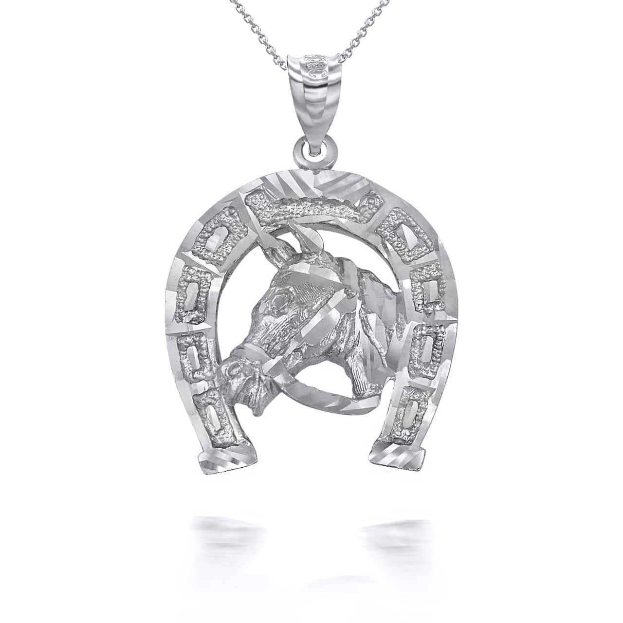 Gold Large Horseshoe Lucky Horse Head DC Pendant Necklace Karma Blingz