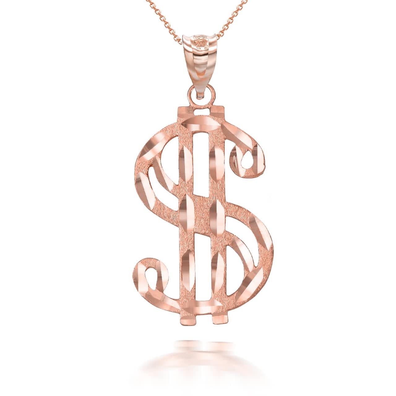 Solid Gold Dollar Sign Hip-hop Pendant Necklace Karma Blingz