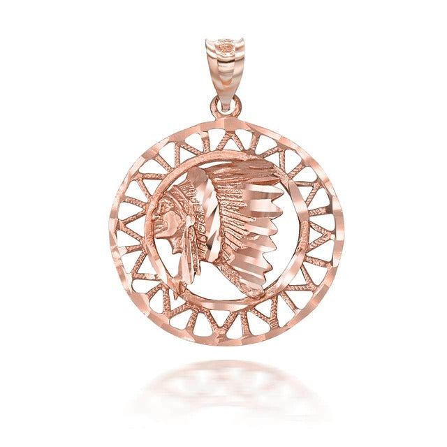 Gold Apache Indian Chief DC Talisman Pendant Necklace Karma Blingz