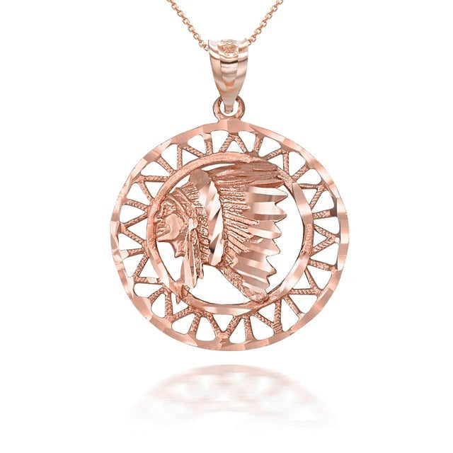 Gold Apache Indian Chief DC Talisman Pendant Necklace Karma Blingz