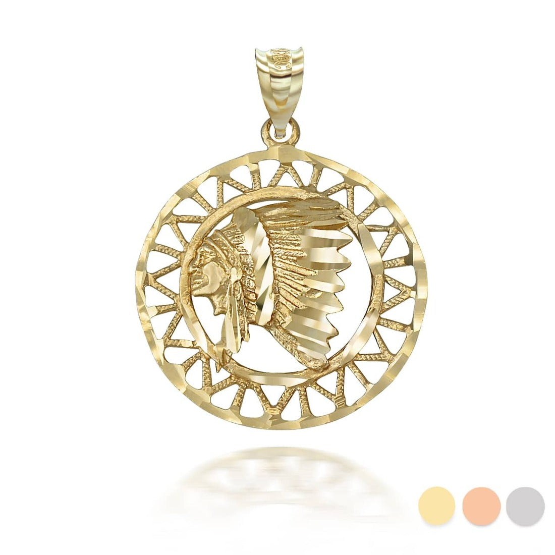 Gold Apache Indian Chief DC Talisman Pendant Necklace Karma Blingz