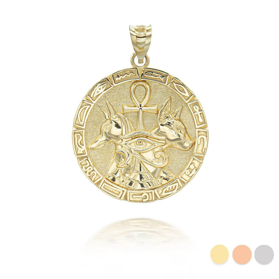 Gold Egyptian God Anubis Guard Dog Horus Ankh Amulet Necklace Karma Blingz