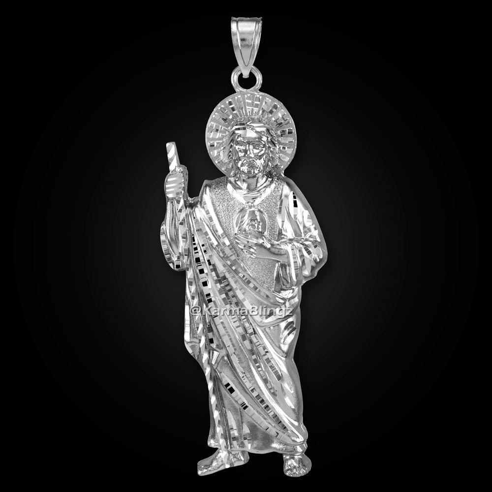 Sterling Silver Saint Jude Large Pendant Karma Blingz