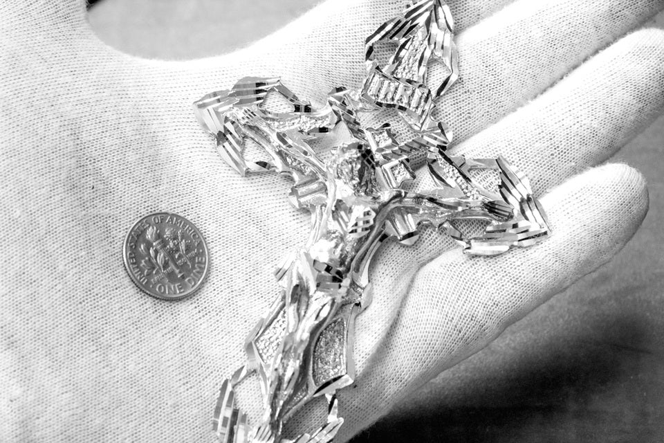 Solid Sterling Silver Large Mens Crucifix Cross Pendant Karma Blingz