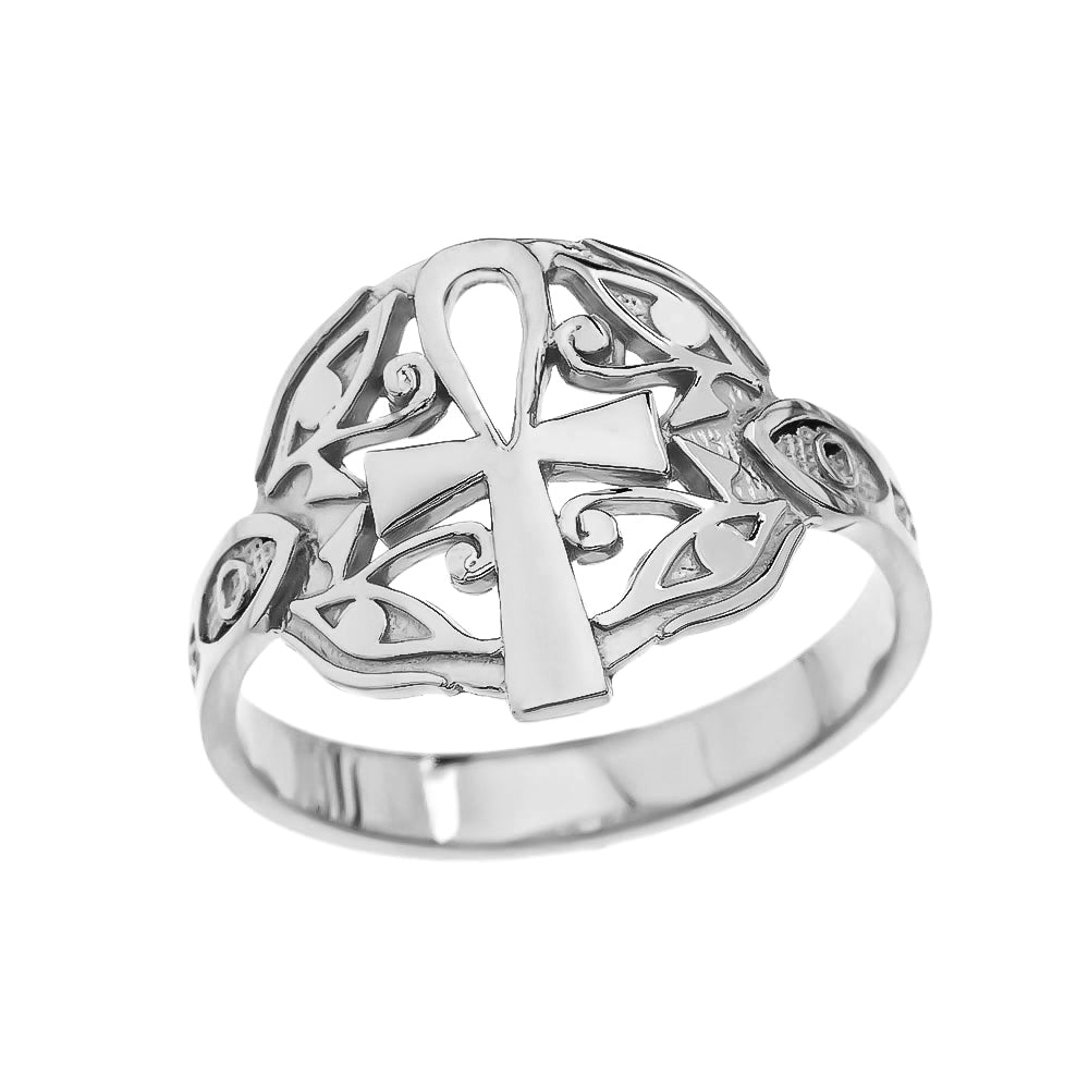Sterling Silver Egyptian Ankh Womens Ring Karma Blingz