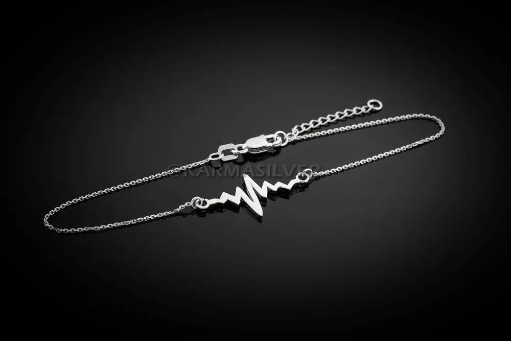 925 Sterling Silver Heartbeat Bracelet Karma Blingz