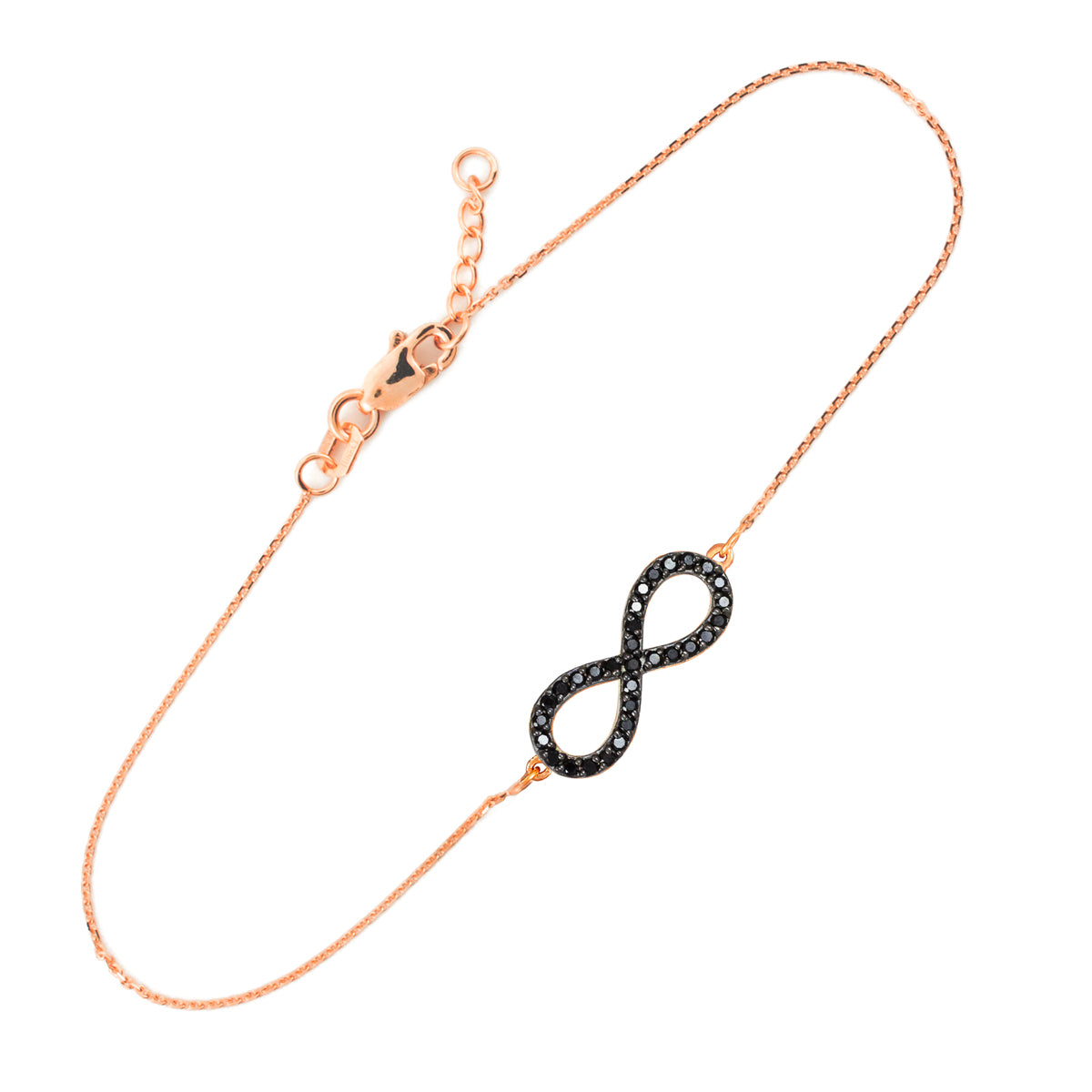 14K Gold Black Diamond Pave Infinity Bracelet (yellow, white, rose gold) Karma Blingz