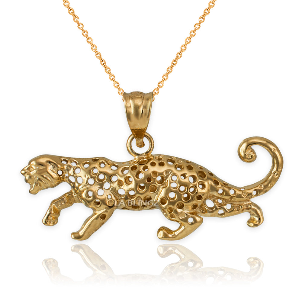 Gold Leopard Charm Necklace (10K, 14K, yellow, white, rose gold) Karma Blingz