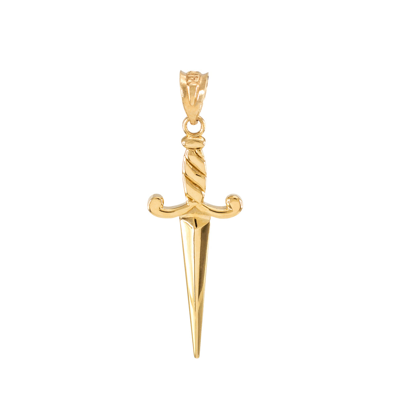 Gold Dagger Knife Charm Pendant Necklace (10k, 14k, yellow, white, rose gold) Karma Blingz