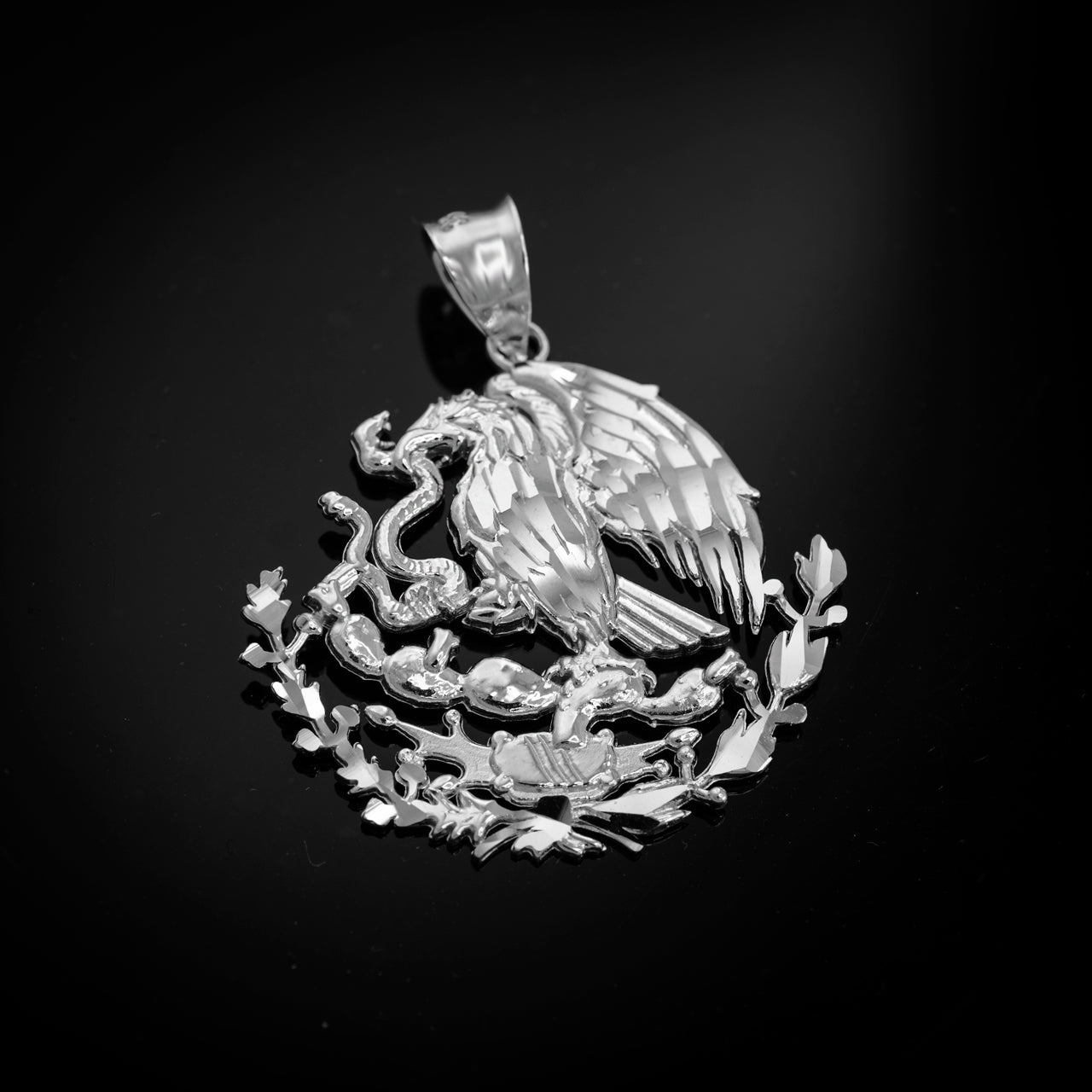 Sterling Silver Mexican Coat OF Arms Eagle Pendant Necklace Karma Blingz