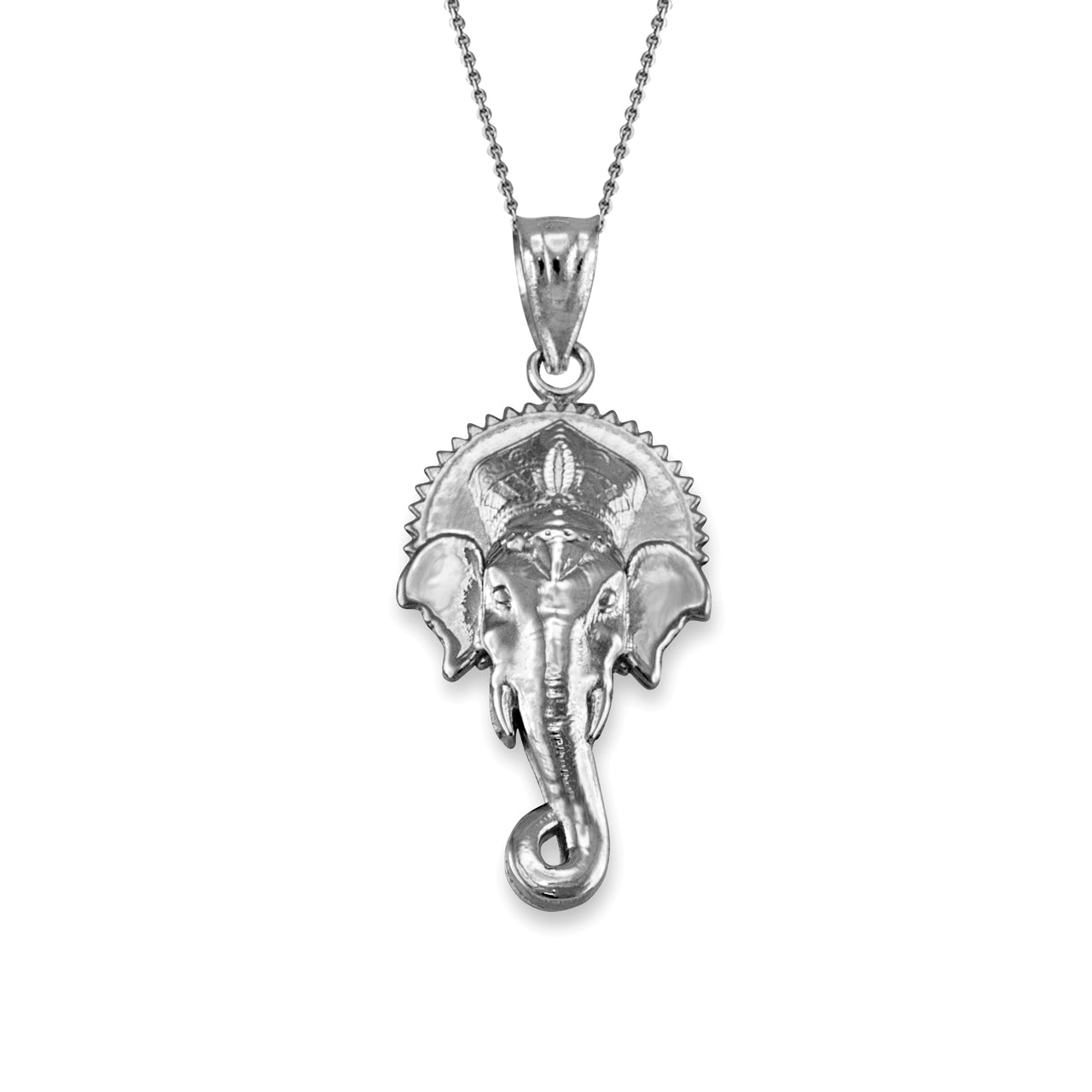 Sterling Silver Hindu Elephant God Ganesha Pendant Necklace Karma Blingz