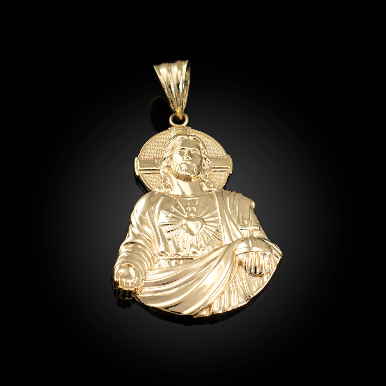 Gold Jesus Christ Sacred Heart Pendant (10K, 14K, yellow, white, rose gold) Karma Blingz